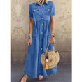 thumbnail image 1 of Pisexur Robes pour Femmes Mode Été Décontractée Jupe en Denim Multi-Boutons Jupe en Denim Multi-Poches, 1 of 5