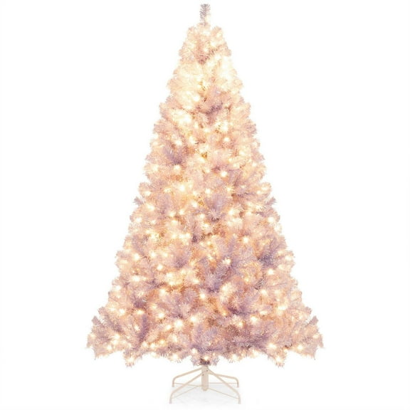 Demi Bonn 6/7.5 FT Pink Pre-Lit Tinsel Christmas Tree - 1300 Lush Tips, 550 LEDs, Reflective Films, 3-Section Design