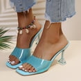 thumbnail image 2 of Anuirheih Clearance Slip on Sandals Women,Women's Casual Transparent Open Toed Fish Mouth High Heeled Slippers(Light blue), 2 of 6