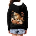 thumbnail image 4 of chaqlin Girls' Fashion Hoodies & Sweatshirts Capybara Full Zip Hoodie Flower Long Sleeve Sweatshirt Kids School Jacket with Pocket Fall Winter Fashion Clothes, 4 of 5