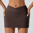 thumbnail image 3 of Hvot&aat Women's 2025 Summer Crossover Waist Yoga Skirt High Waisted Stretchy Sexy Split Bodycon Athletic Mini Skirts, 3 of 6