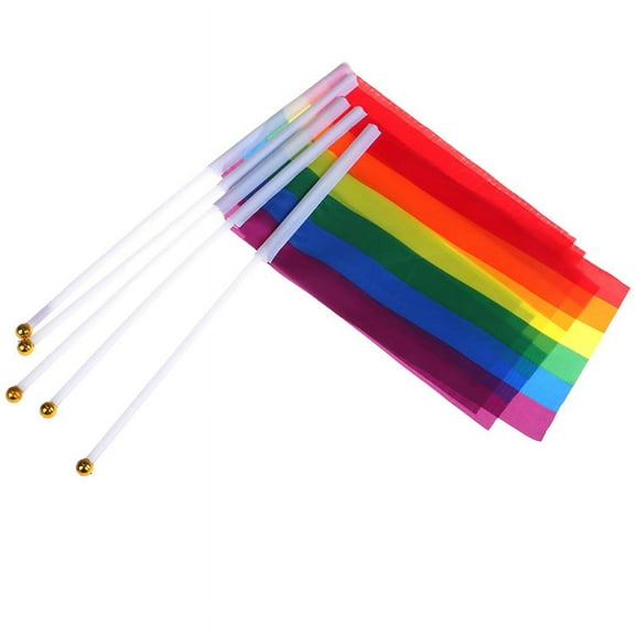 5X Rainbow Handheld Waving Flag Gay Pride Lesbian Peace LGBT Banner Festiva-WA