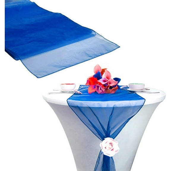 Organza Table Runners,Royal Blue 10 Pcs 12 x 108 Inch Sheer Tulle Table Runners for Kitchen Table Decoration Romantic Wedding Party Holiday Event Decoration