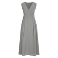 thumbnail image 4 of QUNYINEY Cotton Linen Womens Summer Dresses Casual Midi Sleeveless Solid Sundress Loose Fit with Pockets V Neck A Line Dresses, 4 of 6