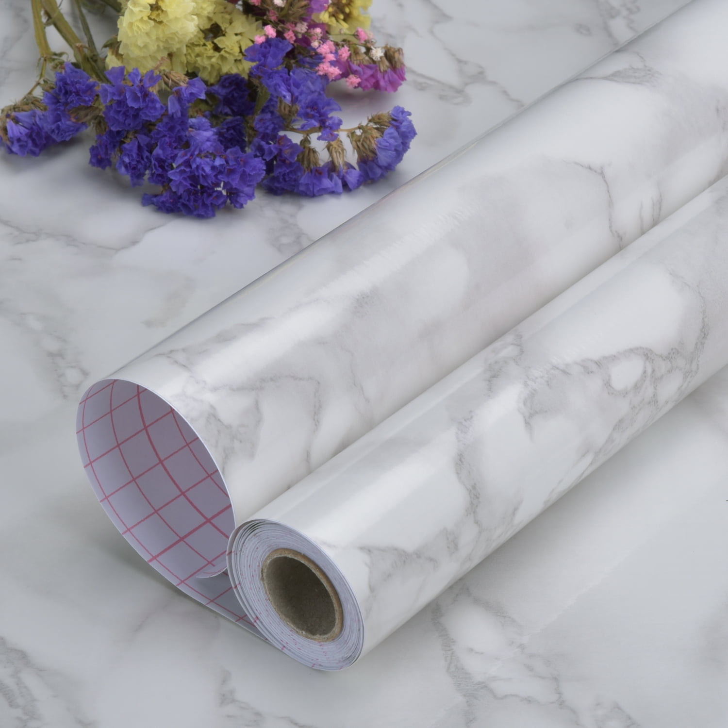 Art3d Marble White 17.7 In. X 78.7 In. Tile Peel and Stick Waterproof Decorative Contact Wallpaper For Countertops (1-Pack)