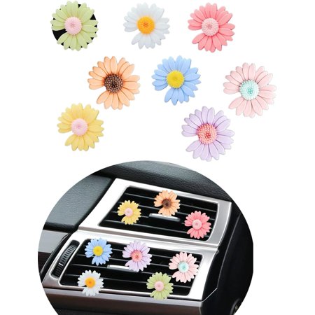 Flower Air Vent Clip 7 Pieces Car Air Vent Clips, Cute Car Flowers Interior Decoration,Car Charm Air Vent Accessories for Girls & Women (Daisy)