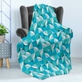 thumbnail image 4 of Geometric Soft Flannel Fleece Throw Blanket, Fractal Abstract Forms Background with Half Circles and Triangles Image, Cozy Plush for Indoor and Outdoor Use, 50" x 60", Aqua and Sky Blue, by Ambesonne, 4 of 5