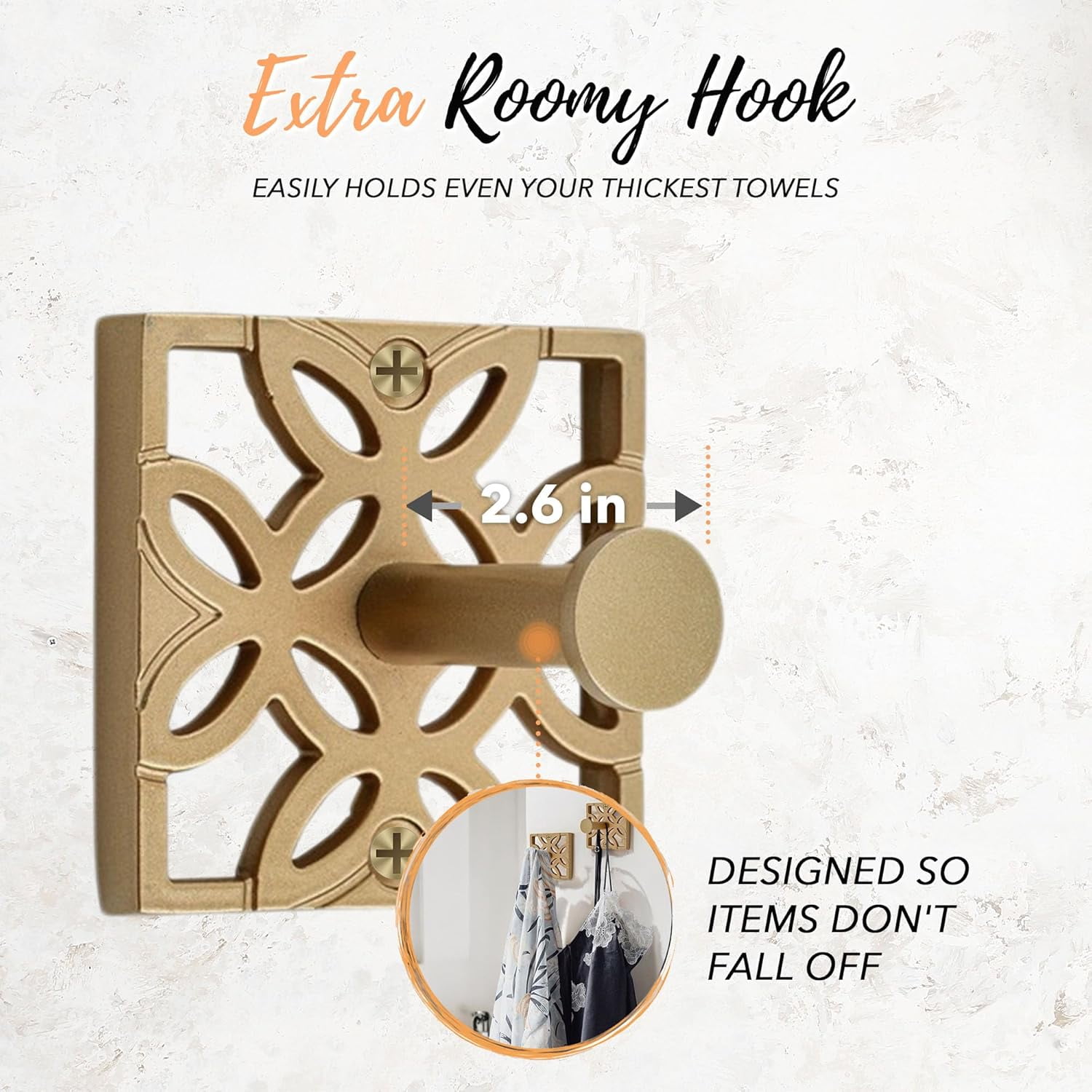Autumn Alley 5 PC Gold Modern Bathroom Accessories Set, Wall Mounted - Towel Rack, Hand Towel Ring, Industrial Toilet Paper Holder, and 2 Towel Robe Hook for Bathroom Hardware Set