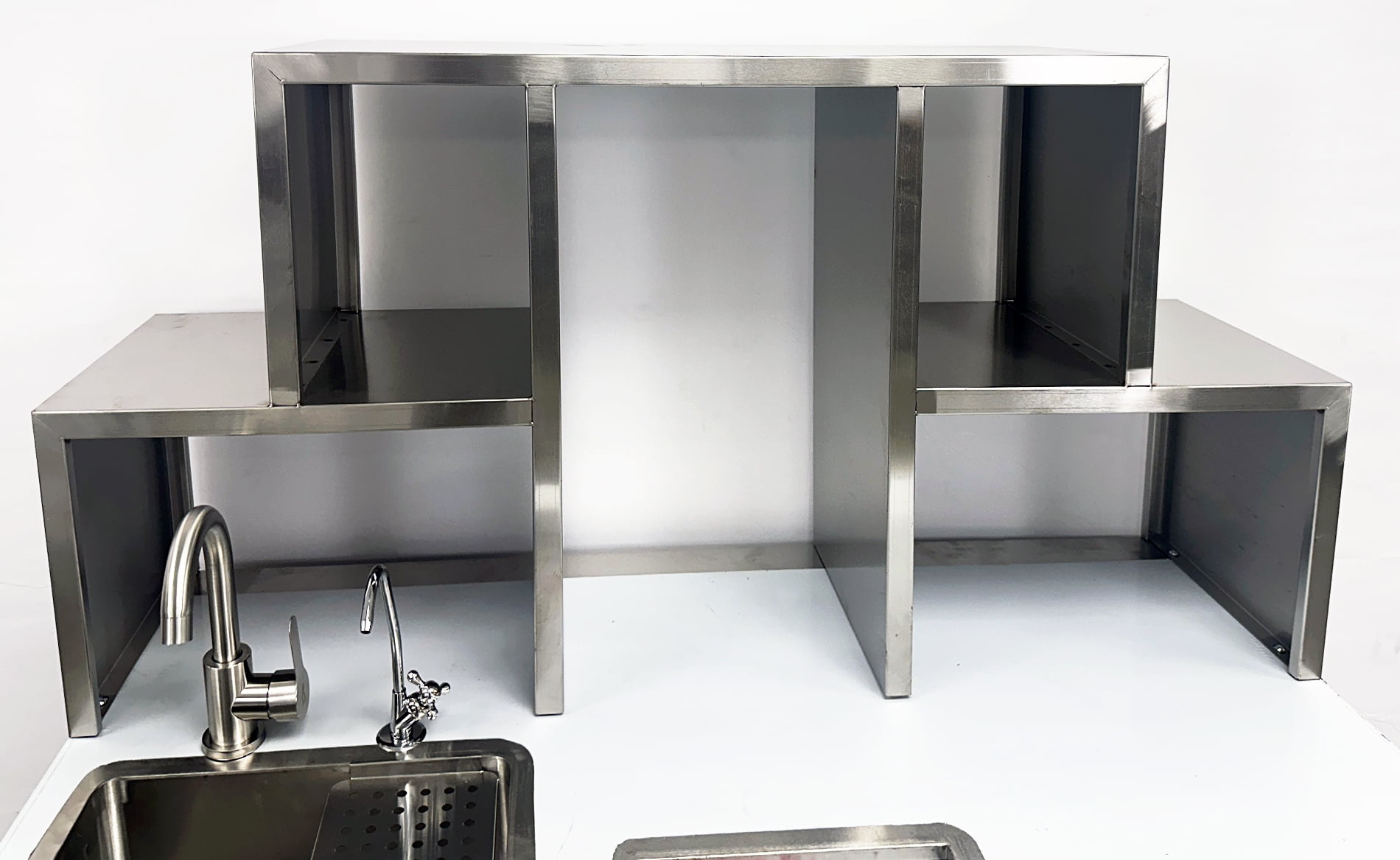 48" Bubble Tea Workstation Refrigerator, Commercial Boba Prep Station with Sink, Cold Well & Undercounter Cooler, 110V Stainless Steel Bar Station