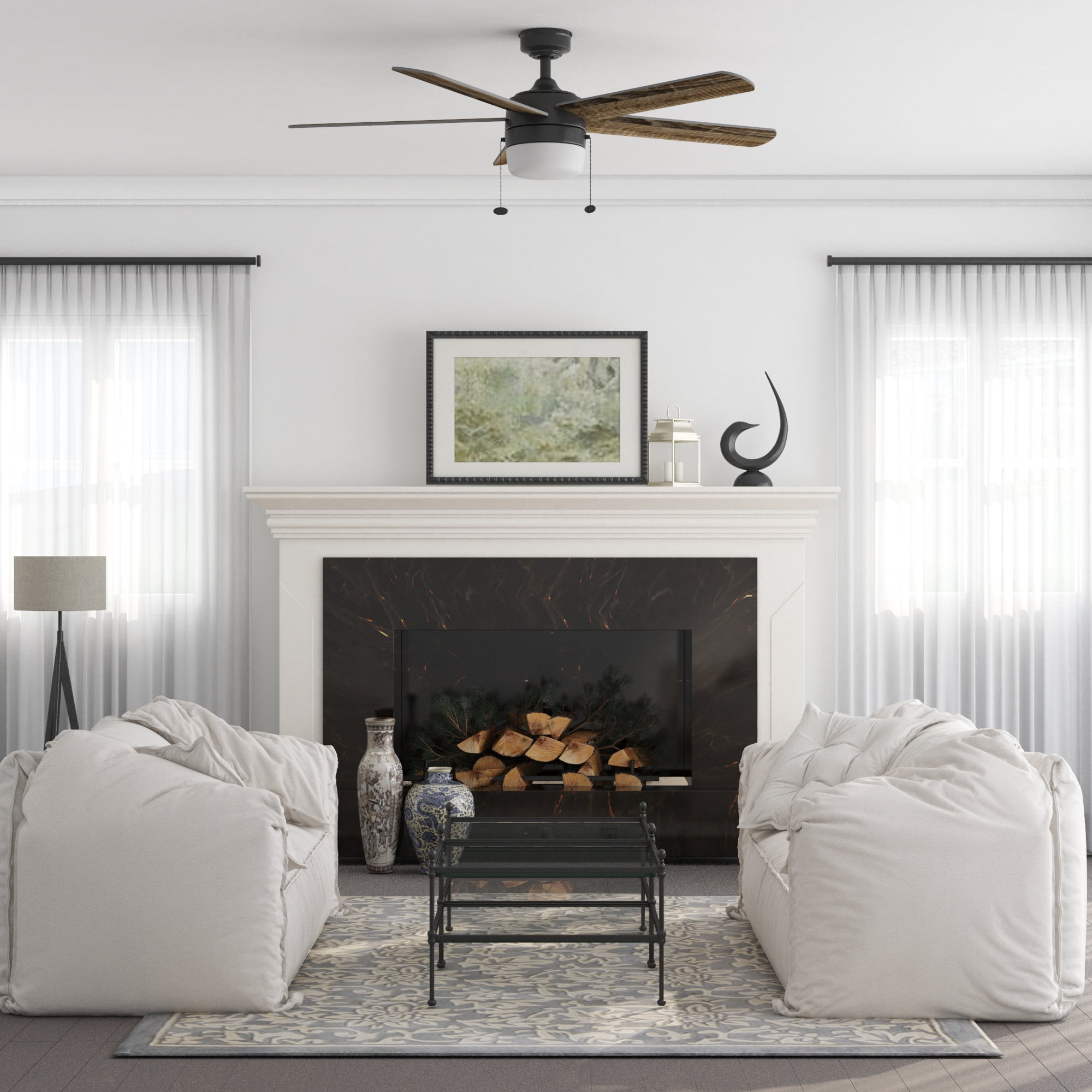 Better Homes & Gardens 52" Pearce Modern Black Indoor Ceiling Fan with Light, Adjustable Color Temperature & Reverse Airflow