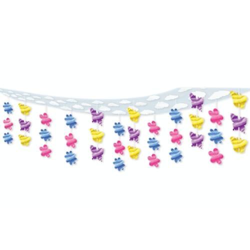 6 Colorful Butterfly and Flower Springtime Hanging Ceiling Party Decorations 12'