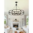 thumbnail image 3 of Magic Home 8-Light Farmhouse Island Pendant Lighting,Mid-century Modern Candle Chandelier,Black, 3 of 8