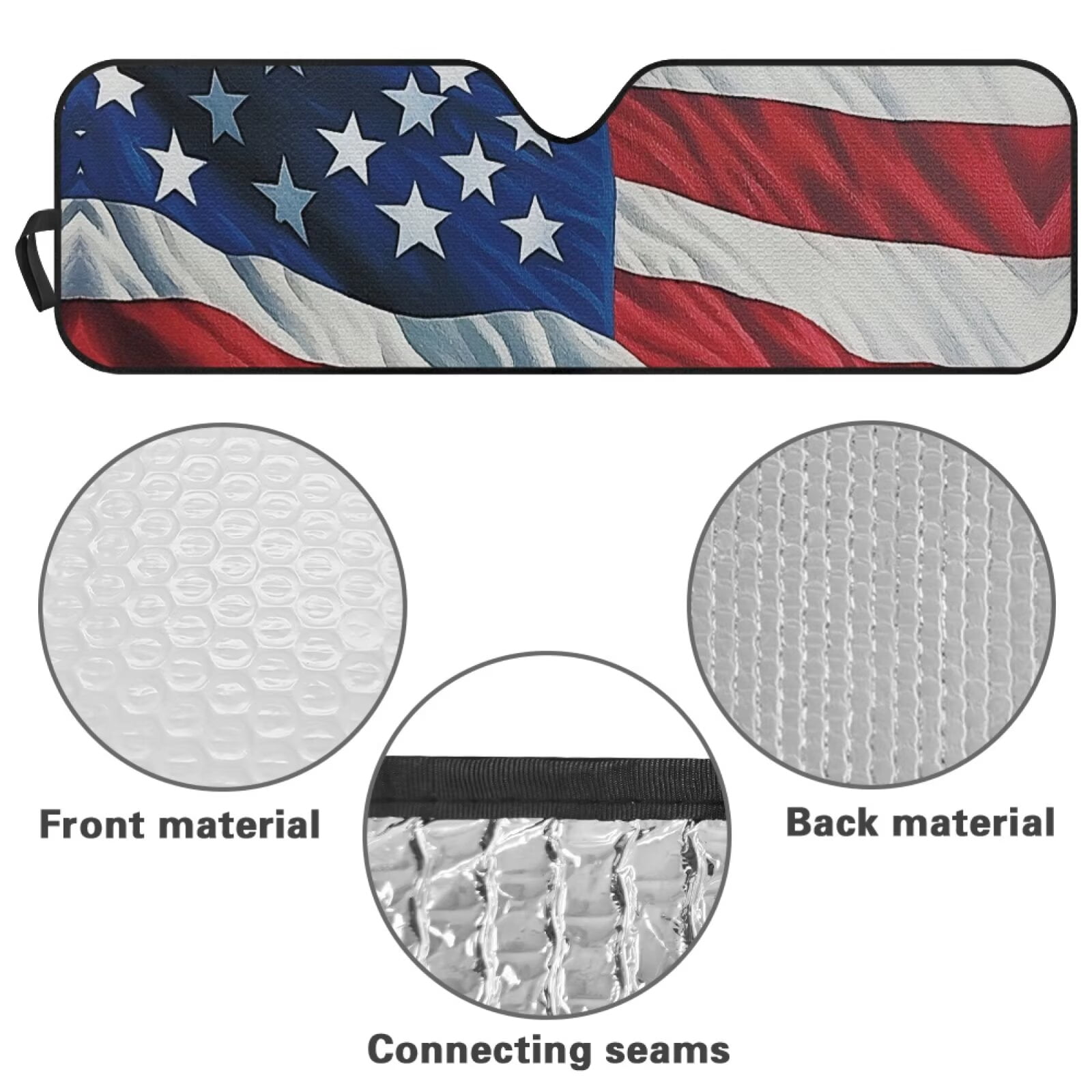 Uorisanigo Windshield Sun Shade, 3D USA Flag Car Sunshade Compatible with Jeep Wrangler Rubicon Sahara TJ JK JKU 2 Door & 4 Door, UV Rays Blocker Sun Visor Shade Keep Vehicle Cool