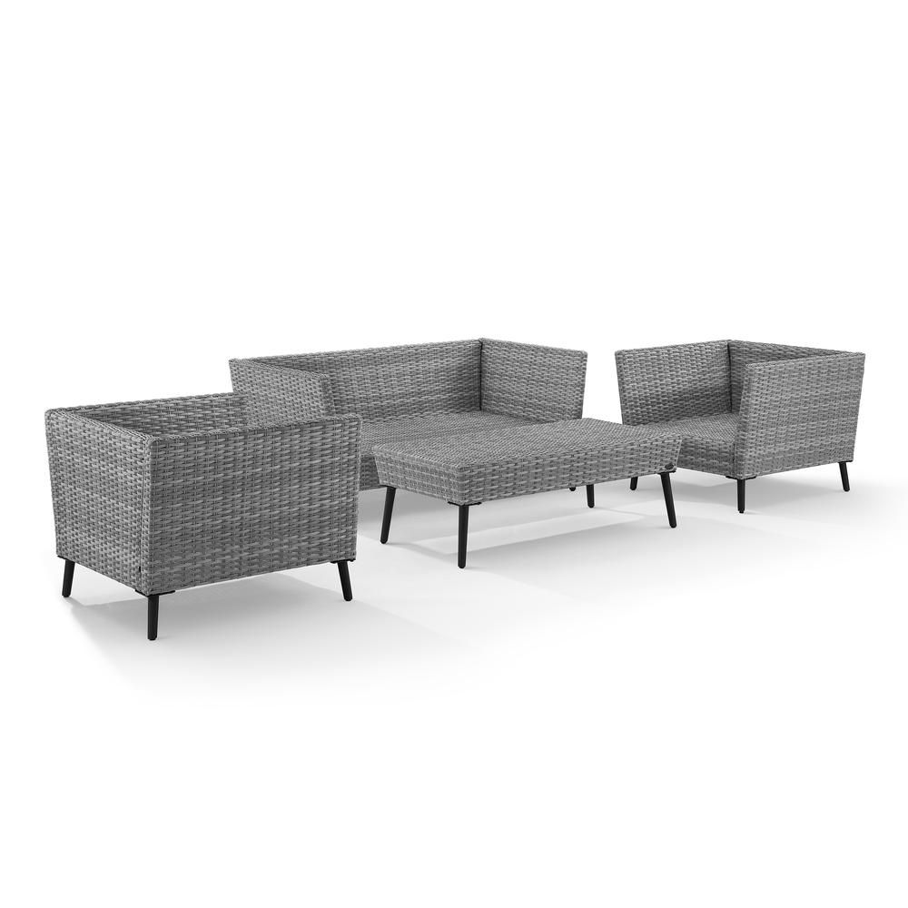 Crosley Richland 4 Piece Wicker Patio Sofa Set in Gray - image 3 of 8