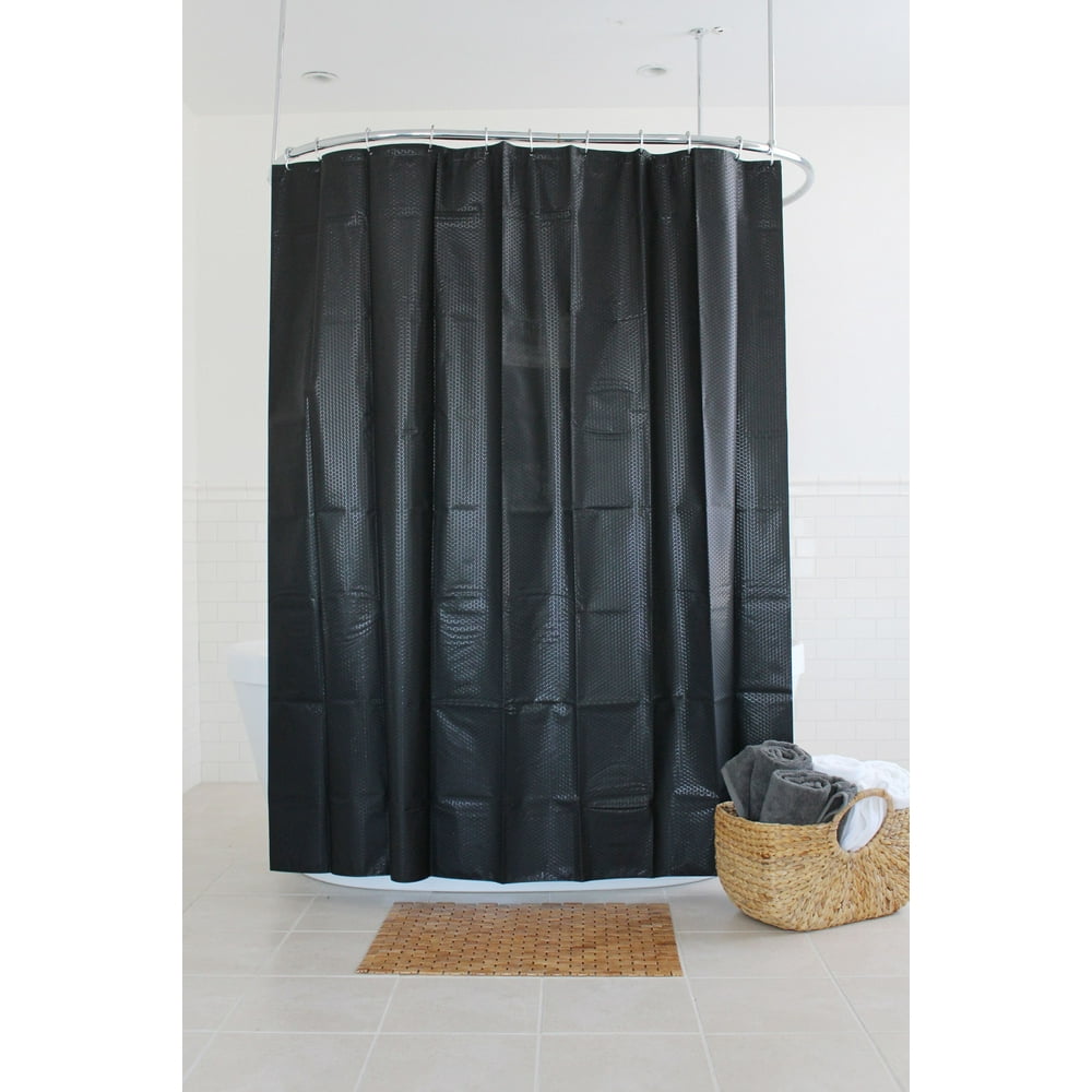 Splash Home Motto PEVA Shower Curtain, 72" x 70", Black