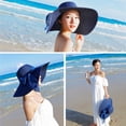 thumbnail image 3 of Baywell Womens Big Bowknot Straw Hat Large Floppy Foldable Roll up Beach Cap Sun Hat Summer UV Protection Beach Cap Dark Blue, 3 of 5