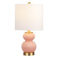 thumbnail image 3 of JONATHAN Y Daphne 20" Contemporary Transitional Metal/Glass Ribbed Gourd LED Table Lamp, Pink/Brass Gold, JYL1099B, 3 of 7