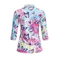 thumbnail image 3 of Uorisanigo Tie-dyed Butterfly Women's 3/4 Sleeve Golf Top Size L Comfortable Polyester Spandex Fabric Moisture Wicking Tennis Activewear Casual Zipper Neck Pullover Outing Wear, 3 of 7