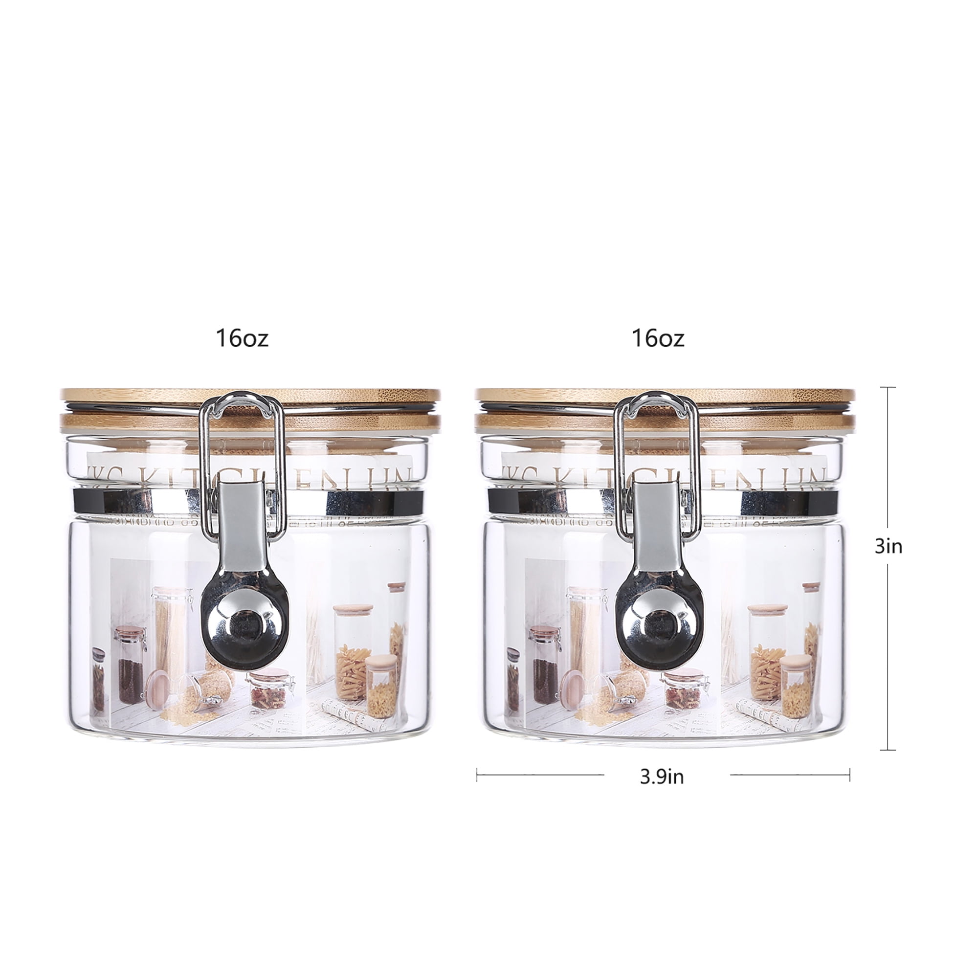 KKC Glass Storage Jars with Airtight Lids,27 Floz (800 ML x 2) – kkcger