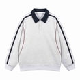thumbnail image 2 of Blusa y camisa de manga larga con cuello vuelto unisex para hombre y mujer, de color liso, estilo universitario, deportiva, holgada, con botones, de poliéster, para hombre., 2 of 8