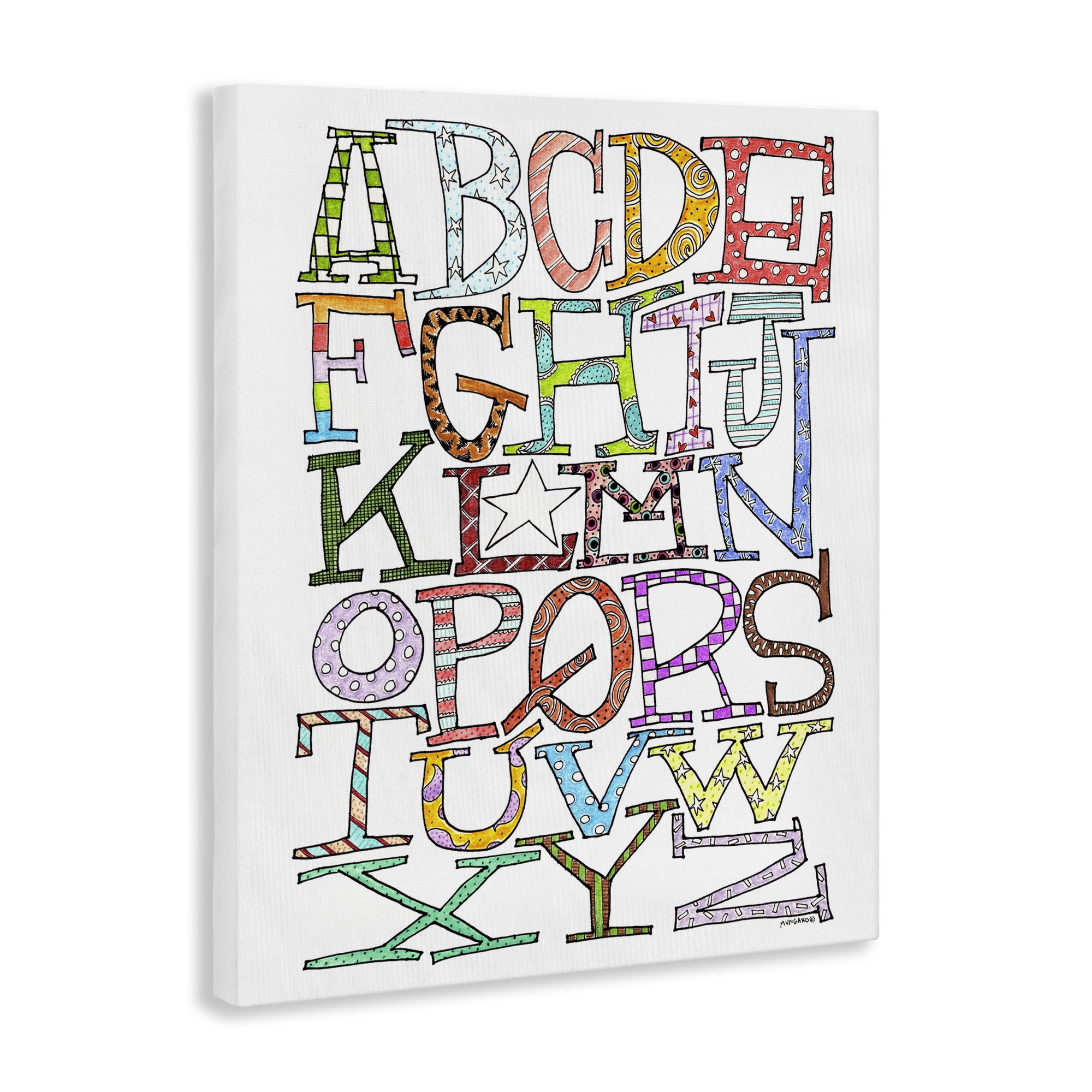 Stupell Industries Whimsical Patterned Letters Novelty Painting Gallery Wrapped Canvas Art Print Wall Art, 36 x 48