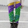 thumbnail image 2 of lcziwo Women's High Waisted Tummy Control Workout Leggings Mardi Gras Glitter Print Legging Pants Gym Slim Fit Tight Yoga Pants Multicolor M, Lightning Sale, 2 of 6