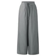 thumbnail image 3 of Womens Solid Casual Drawstring Loose Elastic Waist Beach Leg Palazzo Pants Trousers With Pockets Women Short Pants Casual Windbreaker Pants Women Formal Short Pants for Women Women's Pants Casual Tall, 3 of 5
