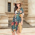thumbnail image 3 of Beach Vacation Clothes Kimono Cardigan Loose Swimsuit Cover Up for Women Tropical Totem Mask Flower L, 3 of 6