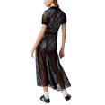 thumbnail image 5 of KelaJuan Women´s Summer Midi Cocktail Dress Black Short Sleeve V Neck Sheer Lace Floral Dress, 5 of 6