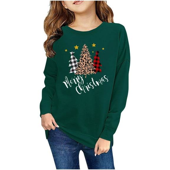 Christmas Sweatshirt for Kids Christmas Sweatshirt Kids Girls Boys Christmas Sweatshirt Children's Shirt Long Sleeved Christmas Printed Round Neck Top Suitable for Boys and Girls Aged 1-12