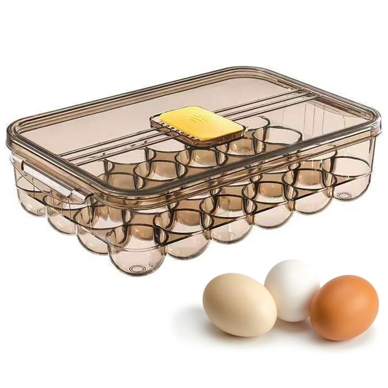 KTCINA Large Capacity Single Layer Egg Storage Box 48 Grids Transparent Egg  Drawer with Dust-proof Lid Household Egg Holder Space Saving for kitchen  and Refrigerator 