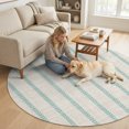 thumbnail image 2 of Round Area Rugs 6Ft, Mint Green Sttripes Non-Slip Washable Circle Rugs Carpet, Modern Minimalist Lines Beige Indoor Outdoor Rug Floor Mats Throw Runner for Bedroom Living Room Bathroom, 2 of 6