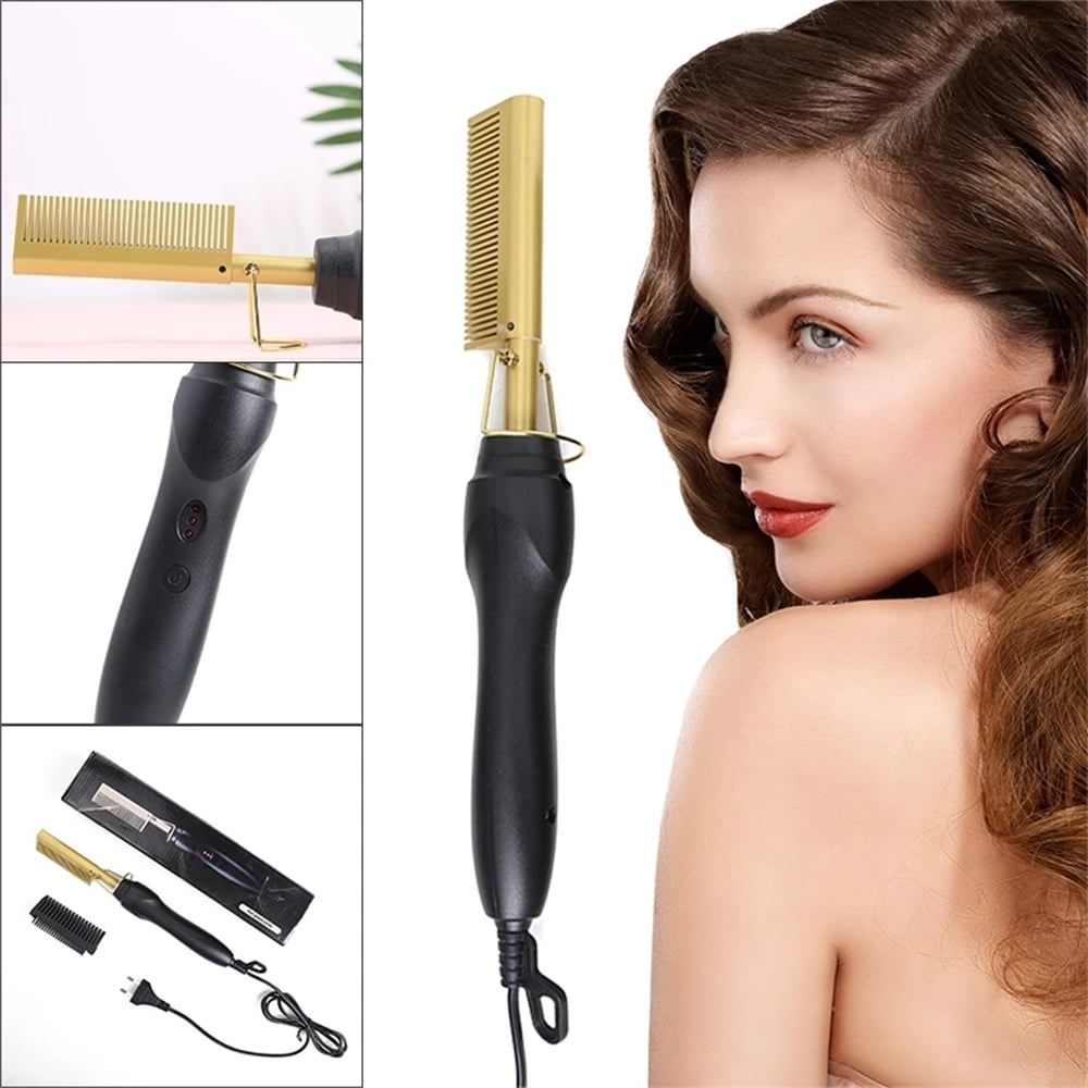 Hot Heating Comb Flat Hair Straightener Brush Hair Straightener Straight Hair Styler Curling Iron