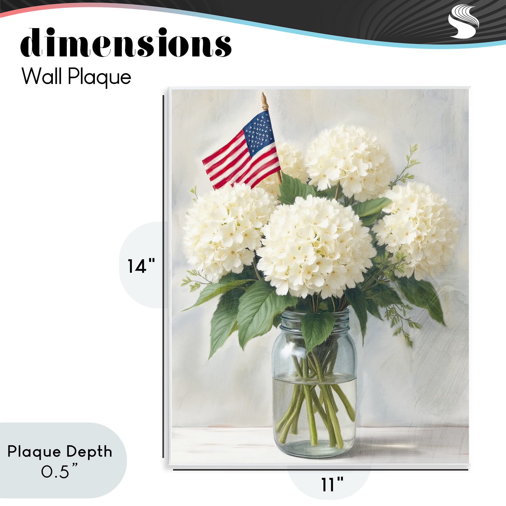 Stupell Industries Festive Patriotic Hydrangea Wall Plaque Art, design by Kim Allen