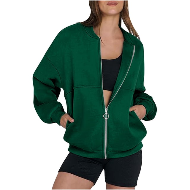 Ailaofu Zip Up Sweatshirt For Women Fall 2025 Long Sleeve Sweat Shirt Oversized Y2K Clothes Casual Jacket Outfits