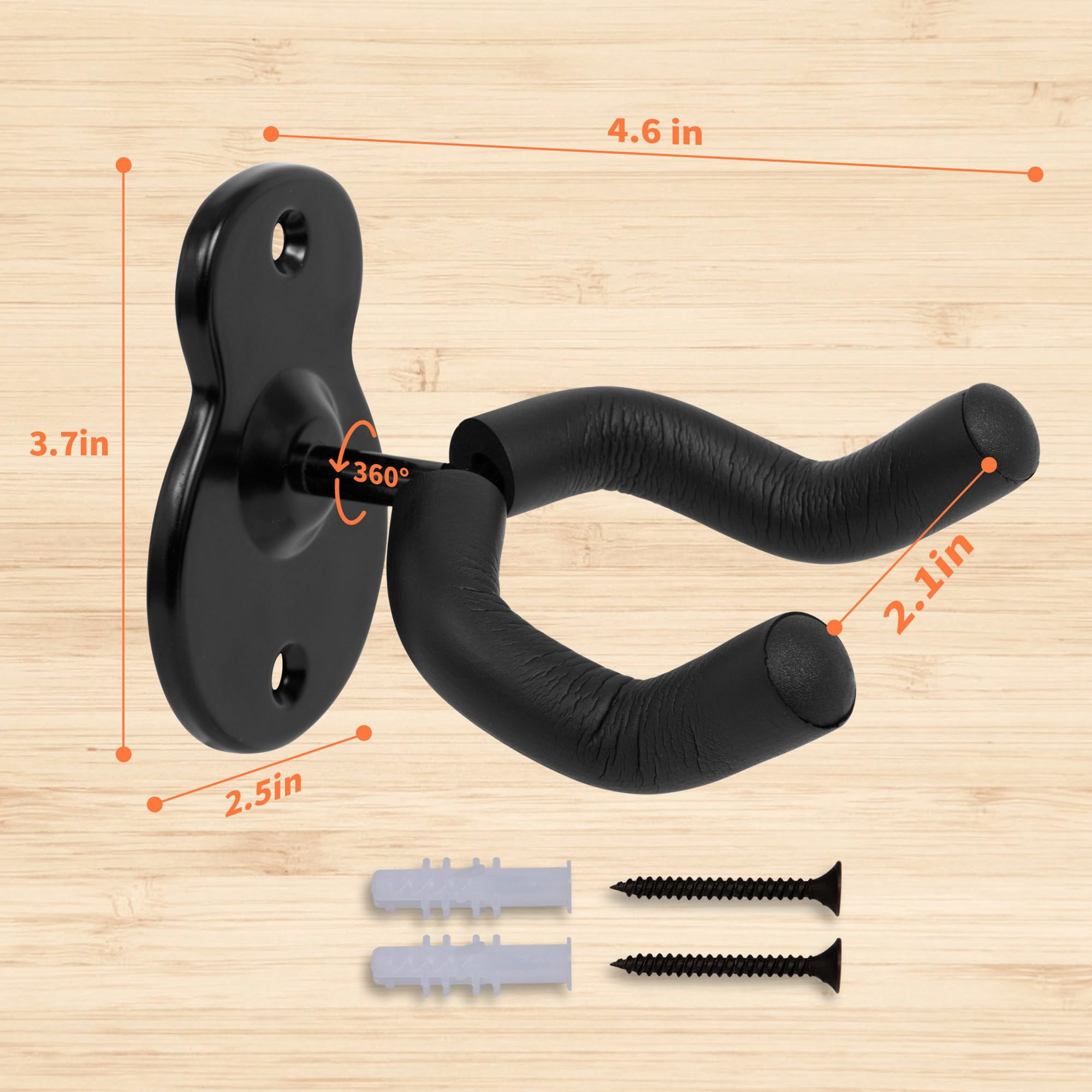 Guitar Wall Mount 5 Pack Hangers For Acoustic Electric Bass And More