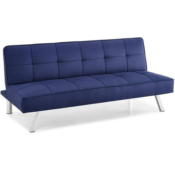 Hawthorne Collections Tufted Contemporary Fabric Sleeper Sofa in Navy Blue