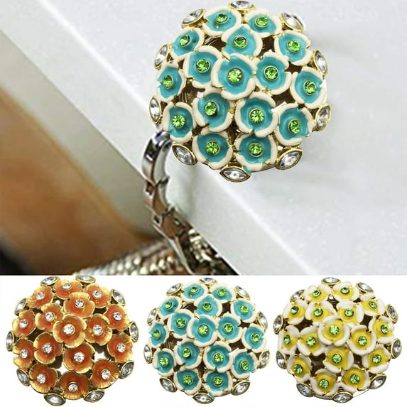 Travelwant Portable Handbag Holder - Table/Desk Hanger with Rhinestone Purse Hook Hanger for Table Bar Handbag Hanger Safer Cleaner Bag Table Hanger