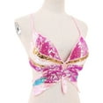 thumbnail image 4 of WNEGSTG Mardi Gras Tank Top for Women, Sleeveless V Neck Sequin Blouse, Bandage Sparkly Crop Dance Vest Costume Bra Belly Outfits Women's, N, 4 of 9