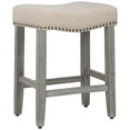 thumbnail image 4 of 24" Inch Upholstered Saddle Seat Bar Stool, Antique Gray/Beige, 4 of 5