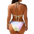 thumbnail image 5 of Swimsuit Bikini, 2 Piece Swimsuit for Women, Full Coverage Bikini, Two Piece Triangle Bikini Sets for Women String Bathing Suit Halter Top With Side Tie Bikini Bottom, White 3XL, 5 of 5