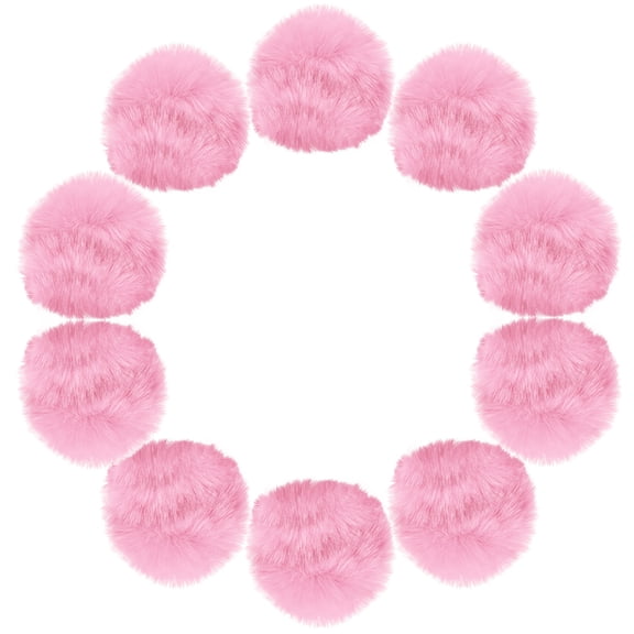 Uxcell 3.5 Inch Faux Fur Pom Pom Balls, 10 Pcs Pink Faux Fur Pom Poms for Hats with Elastic Loop for DIY Knitting Hats Keychain Scarves Gloves Bags Shoes