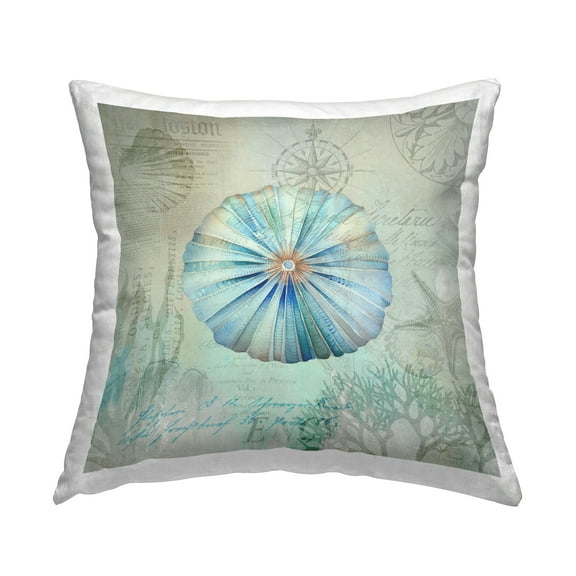 Stupell Industries Vintage Nautical Sea Urchin Decorative Printed Throw Pillow Design by Andrea Haase .