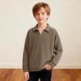 thumbnail image 2 of Camisas de Manga Larga para Niños Tamaño 12-14 Juventud Color Sólido Top de Cuello de Solapa para Chico, Camisa de Botón de Manga Larga Casual para Uso Diario, 2 of 6