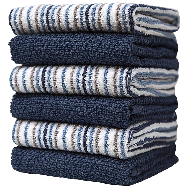 Toallas de cocina Bumble, 16 x 26 cm, paquete de 6 unidades, algodón azul