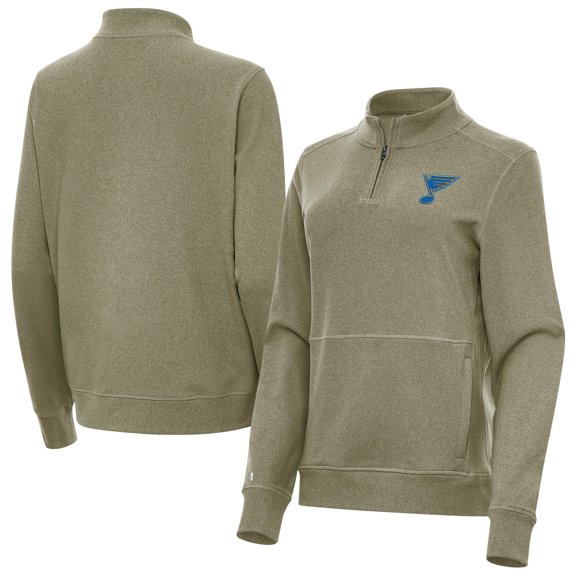 Women's Antigua Olive St. Louis Blues Crush Quarter-Zip Pullover