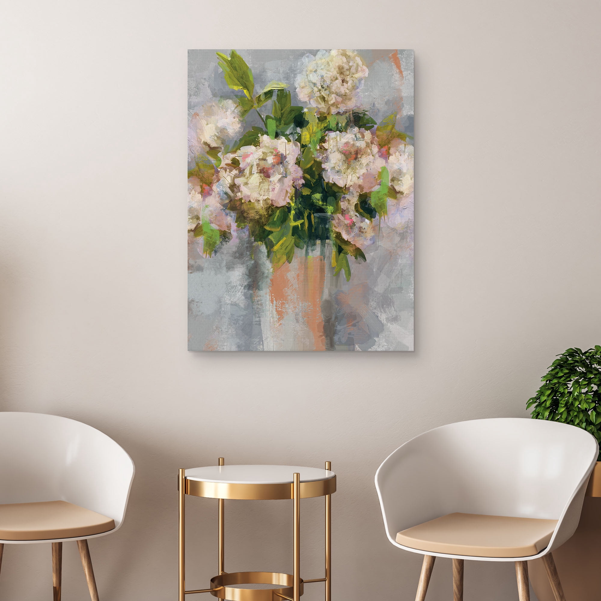 Modern Floral I Coral by Studio Arts Canvas Art Print