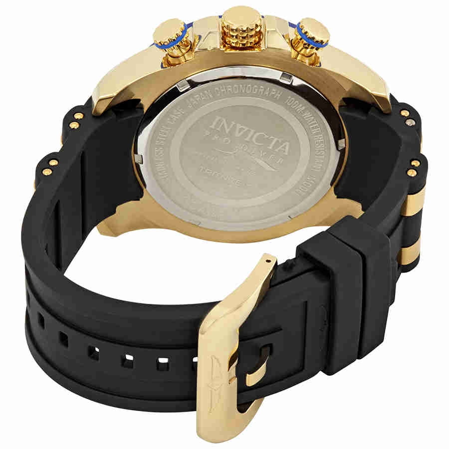 Invicta Men's 50mm Pro Diver Gold-Tone Polyurethane Quartz Blue Dial Watch 22313