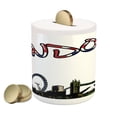 thumbnail image 1 of London Piggy Bank, Cartoon Drawing Style Famous Landmarks of London United Kingdom Big Ben Parliament, Ceramic Coin Bank Money Box for Cash Saving, 3.6" X 3.2", Multicolor, by Ambesonne, 1 of 4