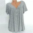 thumbnail image 3 of Women Plus Size Tops Short Sleeves V-Neck Print Blouse Pullover Tops Shirt Tops Blouses Tshirts, 3 of 4